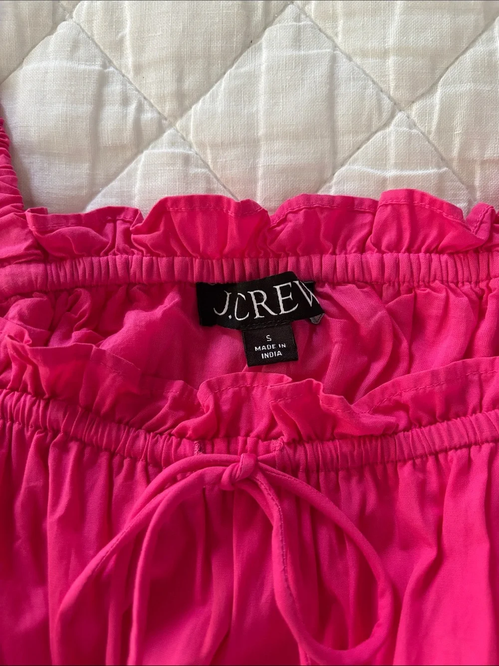 J. Crew Vibrant Pink Smocked Tiered Maxi Dress